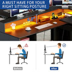 59 L Shaped Desk Corner LED Computer Gaming Desk with File Cabinet and Lift Table Top