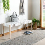 Manervia Wood & Leather Bench - 47Wx16Dx18H