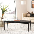 Manervia Wood & Leather Bench - 47Wx16Dx18H