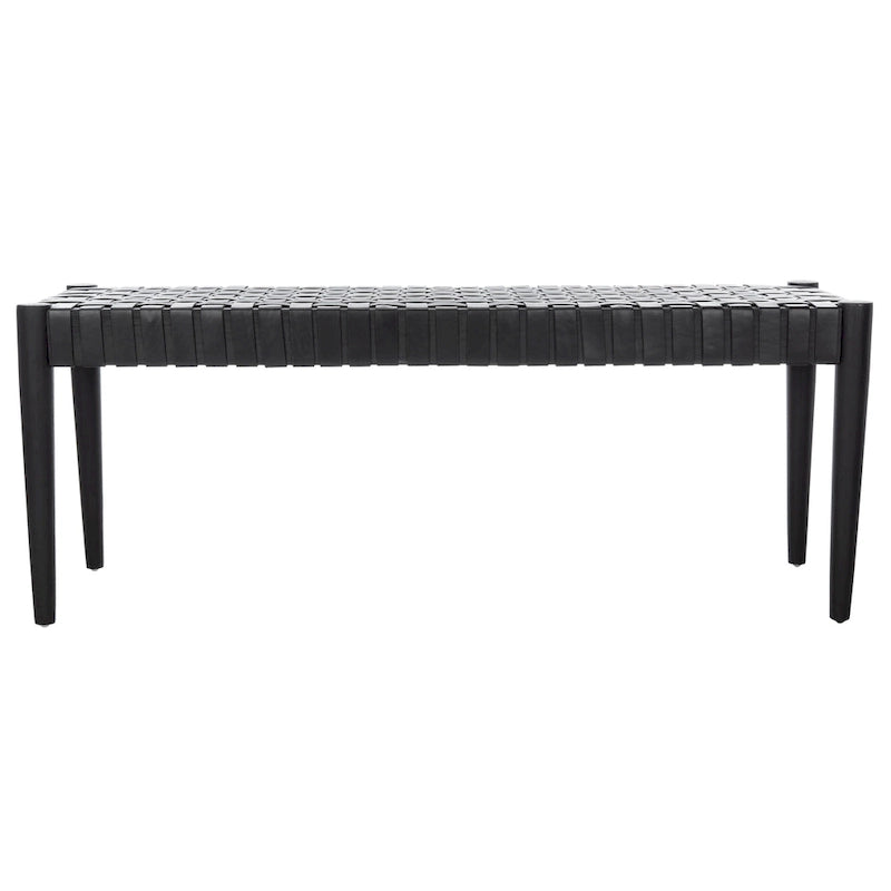 Manervia Wood & Leather Bench - 47Wx16Dx18H