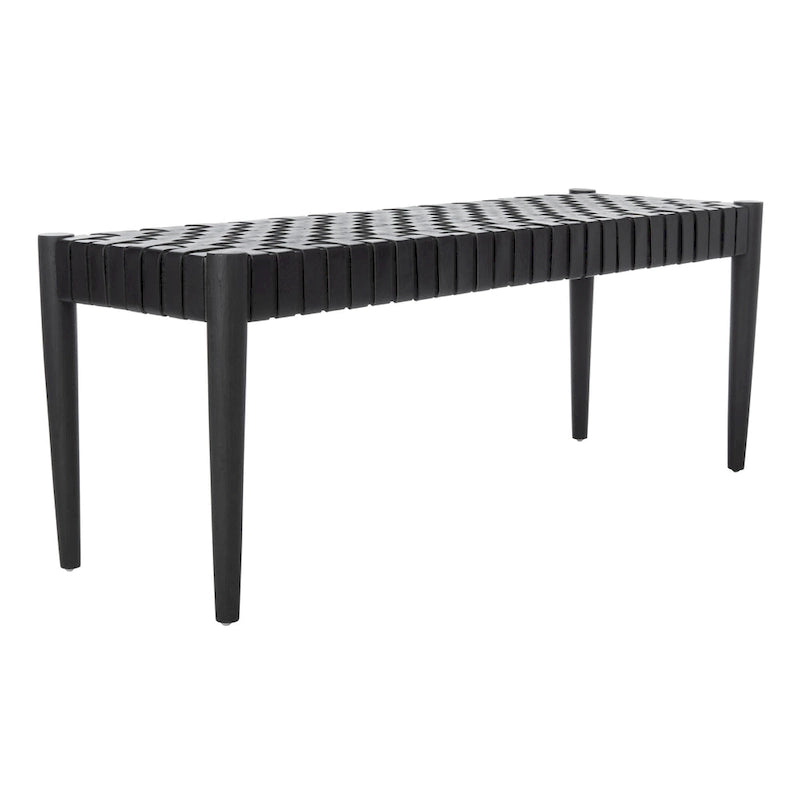 Manervia Wood & Leather Bench - 47Wx16Dx18H