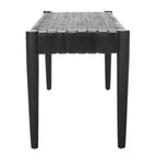 Manervia Wood & Leather Bench - 47Wx16Dx18H