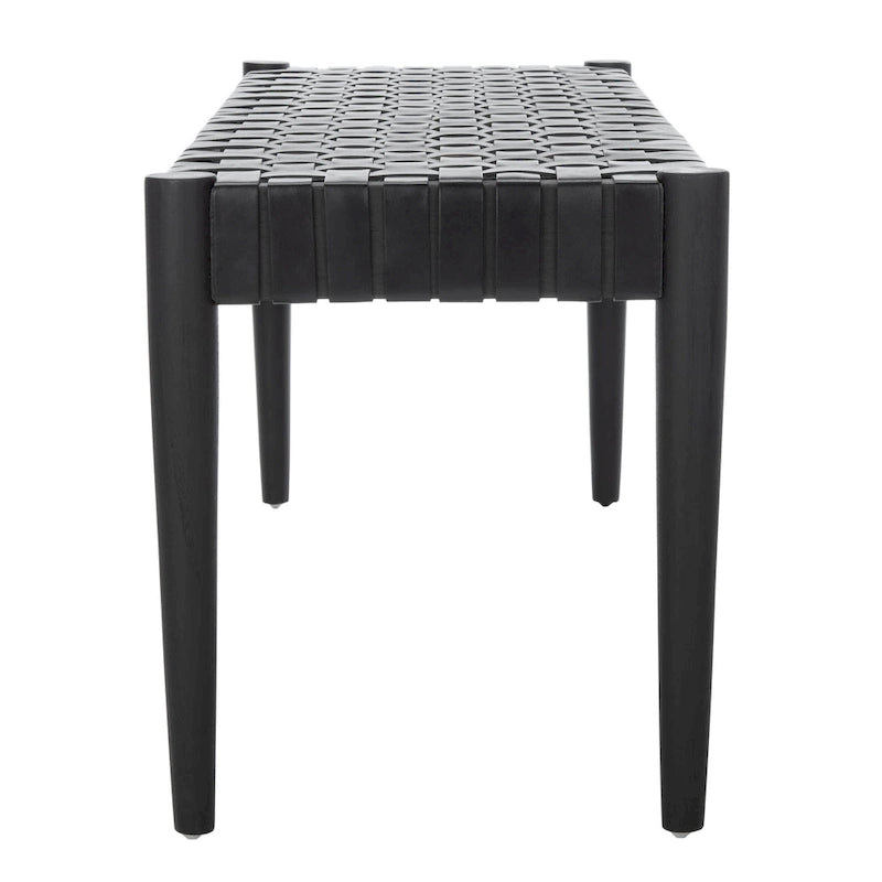 Manervia Wood & Leather Bench - 47Wx16Dx18H