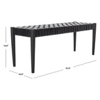 Manervia Wood & Leather Bench - 47Wx16Dx18H
