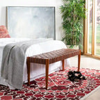 Manervia Wood & Leather Bench - 47Wx16Dx18H