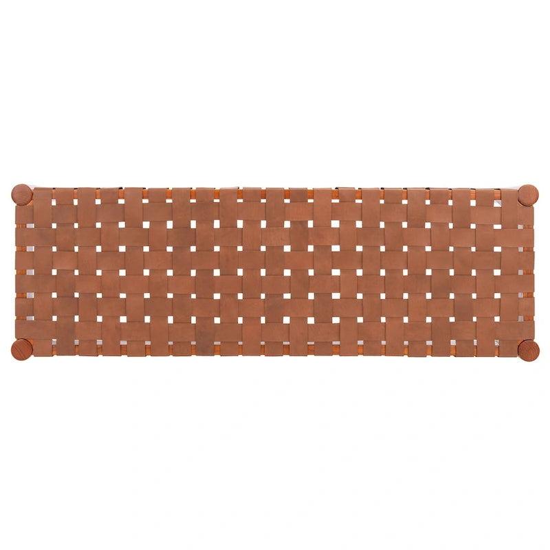 Manervia Wood & Leather Bench - 47Wx16Dx18H