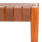 Manervia Wood & Leather Bench - 47Wx16Dx18H