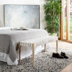 Manervia Wood & Leather Bench - 47Wx16Dx18H