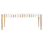Manervia Wood & Leather Bench - 47Wx16Dx18H