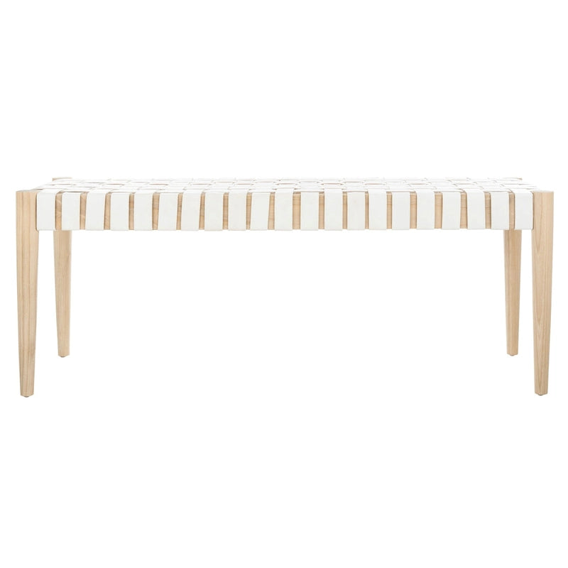 Manervia Wood & Leather Bench - 47Wx16Dx18H