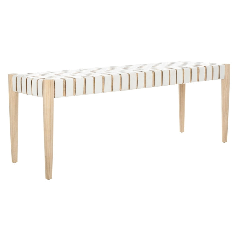 Manervia Wood & Leather Bench - 47Wx16Dx18H