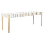 Manervia Wood & Leather Bench - 47Wx16Dx18H