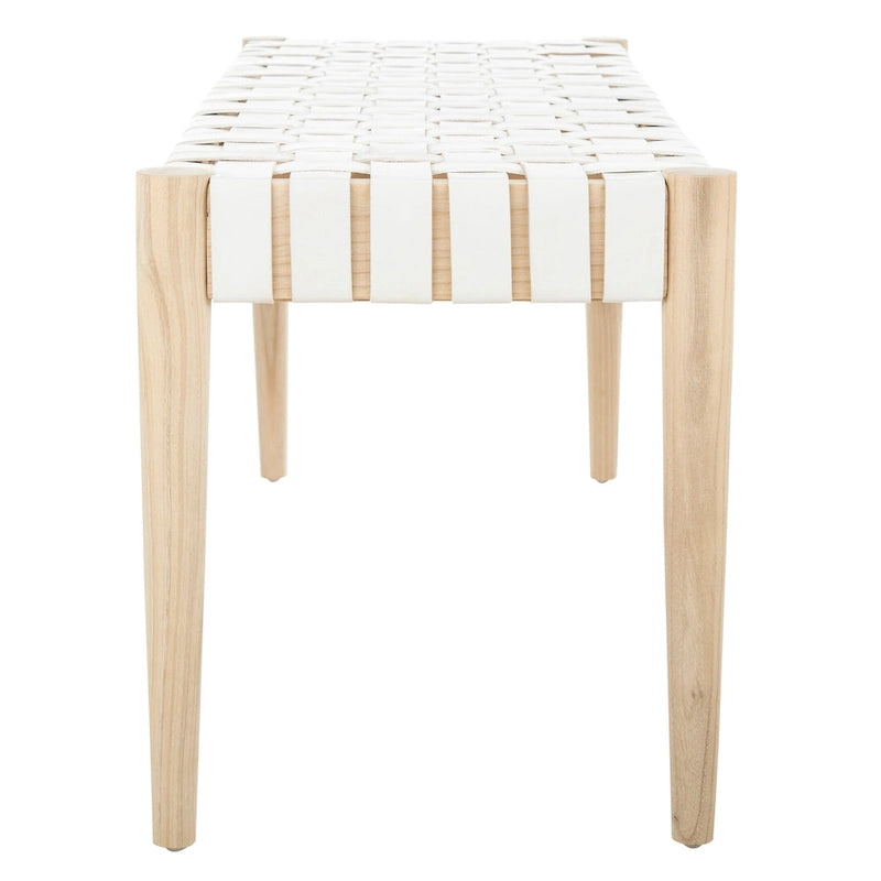 Manervia Wood & Leather Bench - 47Wx16Dx18H