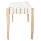 Manervia Wood & Leather Bench - 47Wx16Dx18H