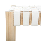 Manervia Wood & Leather Bench - 47Wx16Dx18H