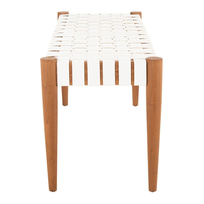 Manervia Wood & Leather Bench - 47Wx16Dx18H