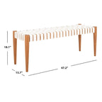 Manervia Wood & Leather Bench - 47Wx16Dx18H