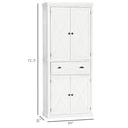 Freestanding Modern Farmhouse 4 Door Kitchen Pantry Cabinet, Storage Cabinet Organizer with 6-Tiers