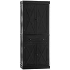 Freestanding Modern Farmhouse 4 Door Kitchen Pantry Cabinet, Storage Cabinet Organizer with 6-Tiers