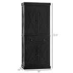 Freestanding Modern Farmhouse 4 Door Kitchen Pantry Cabinet, Storage Cabinet Organizer with 6-Tiers