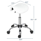 Adjustable Rolling Saddle Stool PU Leather Rolling Stool Salon Chair with Wheels