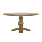 60 Inch Round Dining Table, Cross Pedestal Base, Rustic Smoke Brown