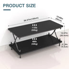 Coffee Table with Storage and Open Shelves for Living Dining Room 39-Inch, Modern Rectangle & Industrial Design