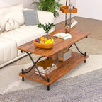 Coffee Table with Storage and Open Shelves for Living Dining Room 39-Inch, Modern Rectangle & Industrial Design