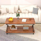 Coffee Table with Storage and Open Shelves for Living Dining Room 39-Inch, Modern Rectangle & Industrial Design