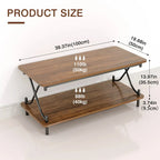 Coffee Table with Storage and Open Shelves for Living Dining Room 39-Inch, Modern Rectangle & Industrial Design