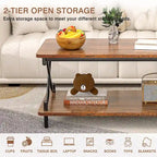 Coffee Table with Storage and Open Shelves for Living Dining Room 39-Inch, Modern Rectangle & Industrial Design