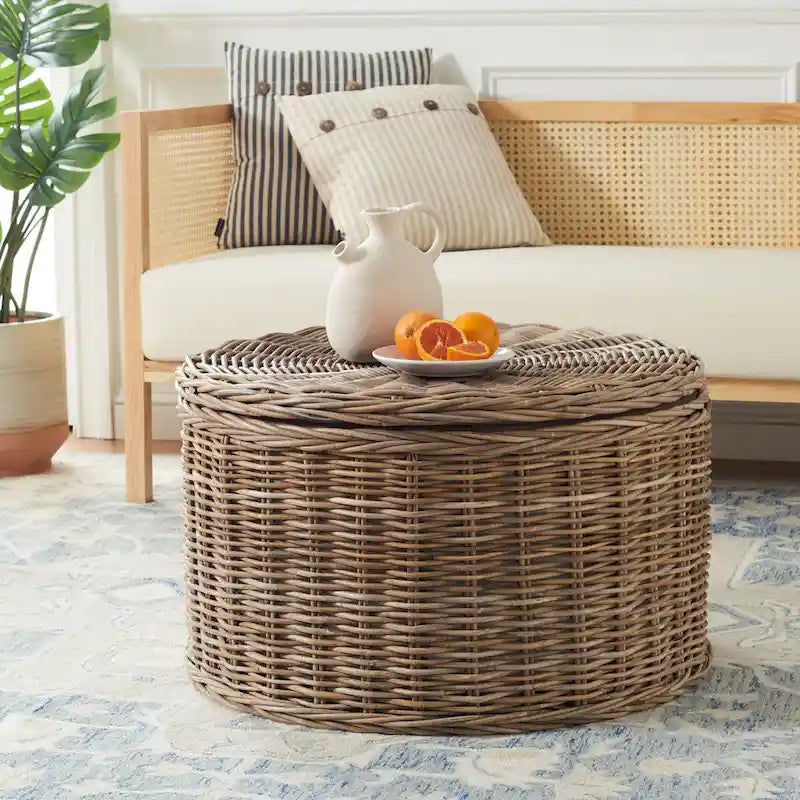 Wicker Storage Coffee Table - 28.5 x 28.5 x 17 - 29Wx29Dx17H
