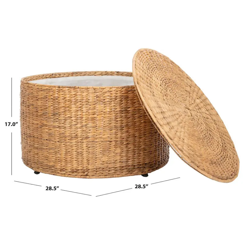 Wicker Storage Coffee Table - 28.5 x 28.5 x 17 - 29Wx29Dx17H
