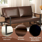 Mid-Century Style 3-Piece PU Leather Living Room Sofa Set Including 2 Armchairs and 1 Loveseat Sofa