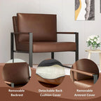 Mid-Century Style 3-Piece PU Leather Living Room Sofa Set Including 2 Armchairs and 1 Loveseat Sofa