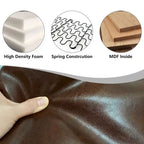 Mid-Century Style 3-Piece PU Leather Living Room Sofa Set Including 2 Armchairs and 1 Loveseat Sofa
