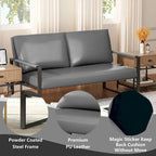 Mid-Century Style 3-Piece PU Leather Living Room Sofa Set Including 2 Armchairs and 1 Loveseat Sofa