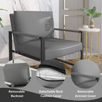 Mid-Century Style 3-Piece PU Leather Living Room Sofa Set Including 2 Armchairs and 1 Loveseat Sofa