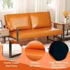 Mid-Century Style 3-Piece PU Leather Living Room Sofa Set Including 2 Armchairs and 1 Loveseat Sofa