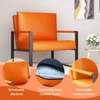 Mid-Century Style 3-Piece PU Leather Living Room Sofa Set Including 2 Armchairs and 1 Loveseat Sofa