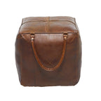 Canvas Pouf with Leather Handles - Gray, Brown, White, Cream or Beige