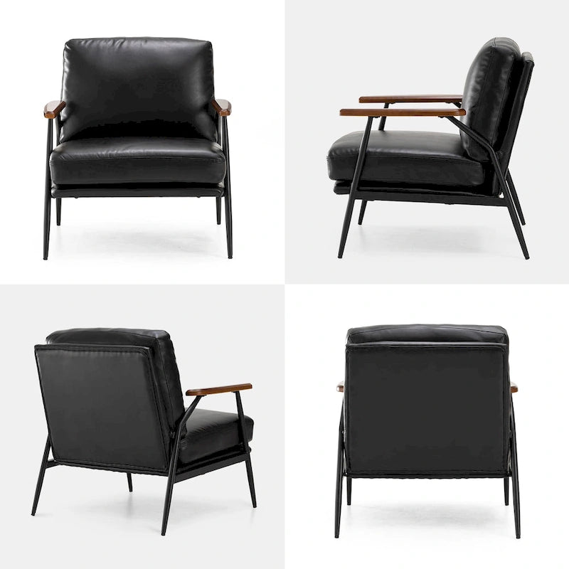 28W Mid-century Modern Soft PU Leather Accent Armchair - 28 W x 31 D x 30.75 H