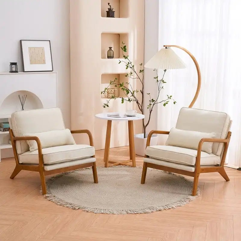 Upholstered Linen Blend Accent Chair