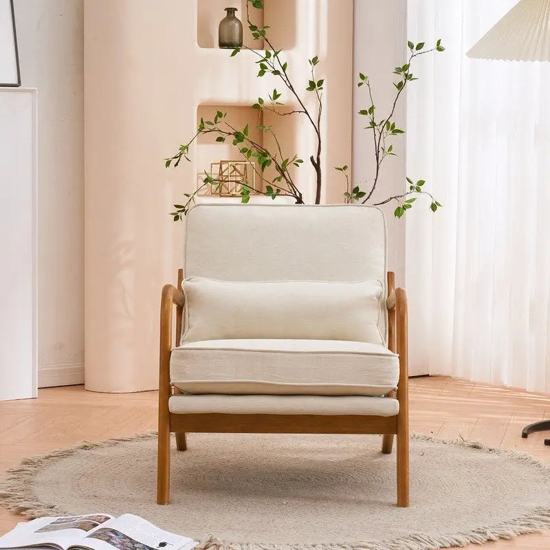 Upholstered Linen Blend Accent Chair