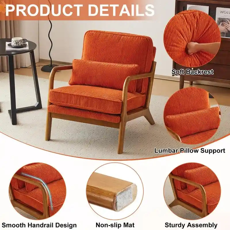 Upholstered Linen Blend Accent Chair