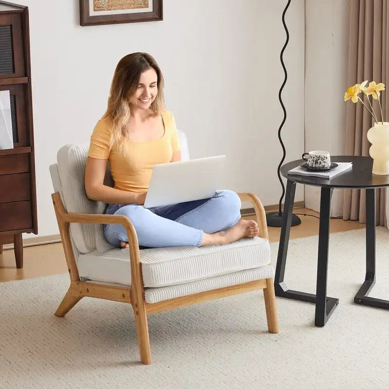 Upholstered Linen Blend Accent Chair