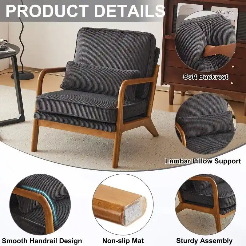 Upholstered Linen Blend Accent Chair
