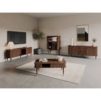 Walnut Wood Sideboard with 3 Drawer Mid Century Modern