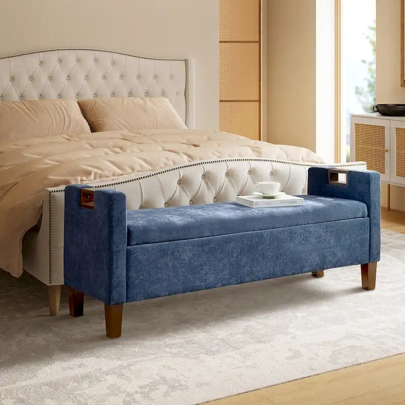 Storage Bench with Solid Wood Legs