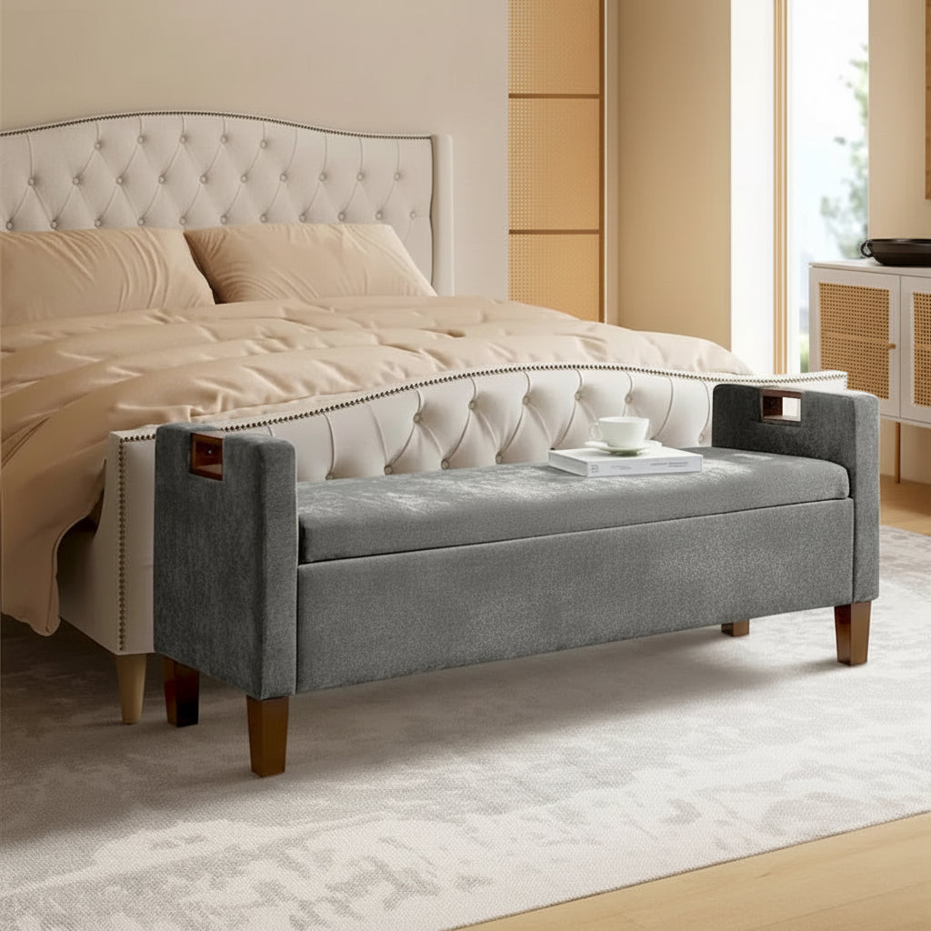 Clara Storage Bench with Solid Wood Legs by HULALA HOME